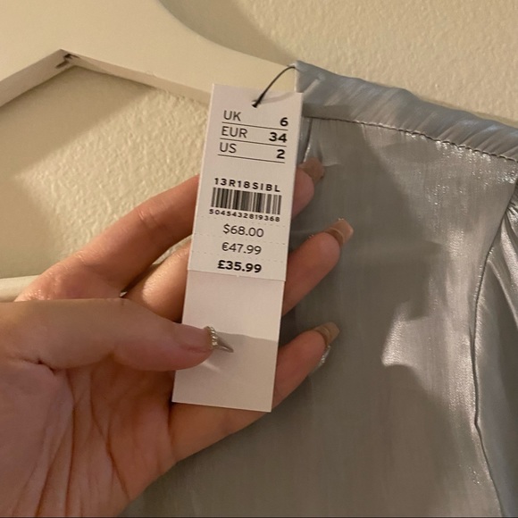 TOPSHOP blue metallic effect top size 2 - Picture 2 of 3